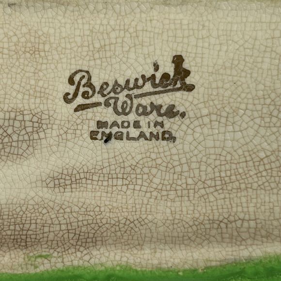 Beswick Ware Ceramic Celery Dish Boat #220 Made in England Green Basket Weave - Picture 7 of 17